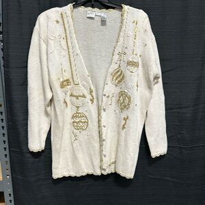 |Jacqueline Ferrar white‎ and gold embroidery Ramoe & Cotton Button Down Size XL